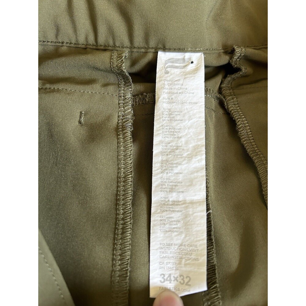 Fabletics Pants Mens 34x32 Olive Active Stretch Chino Tech Lightweight - Picture 2 of 5